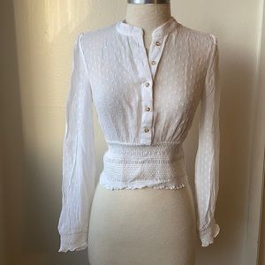Free People White Long Sleeve Top XS